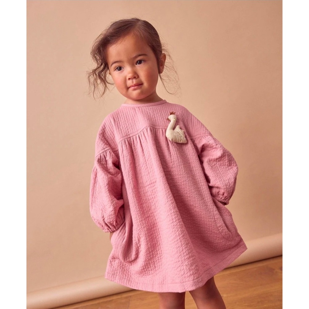 Next Kids Pink‎ Cotton Gauze Swan Applique Dress 3-4 Years 104cm 666-596-404